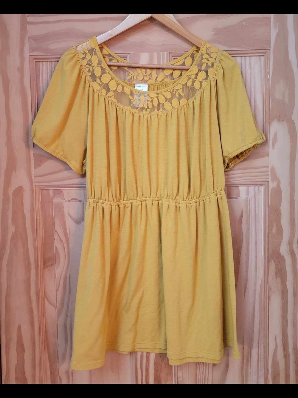 Just My Size Womens Lace-detailed Tunic In Mustard - Size 2X